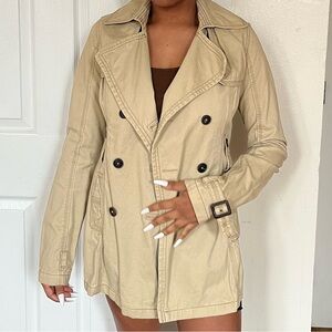 Women's Tan Double-Breasted Coat